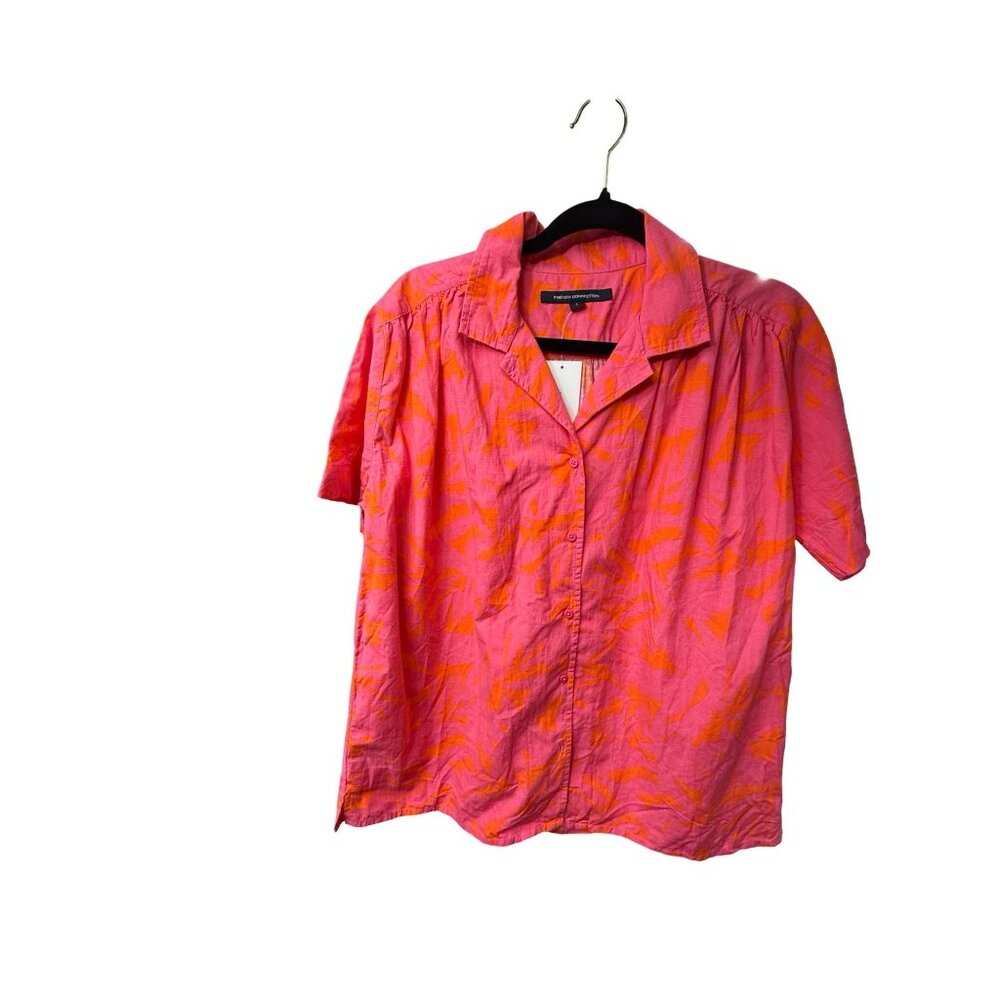 French Connection Womens Bia Alania Shirt Mandarin‎ Orange Pink Size L - Picture 3 of 10